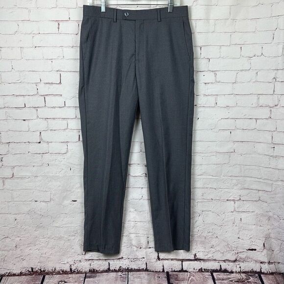 Berragamo Dress Pants Mens 32R Collezione D' Italia Flat Front Work Office Gray - Picture 1 of 9